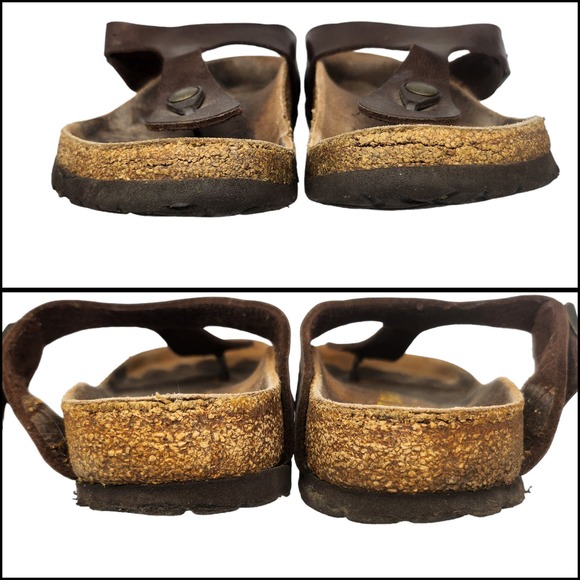 Birkenstock Sandals 37 Womens 6 Brown Leather Gizeh Thong Slip Ons Bronze - Picture 5 of 12